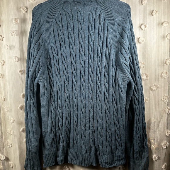 Brooks Brothers Men's Zip-Up Cable Knit Blue Sweater Size XL - Picture 7 of 8